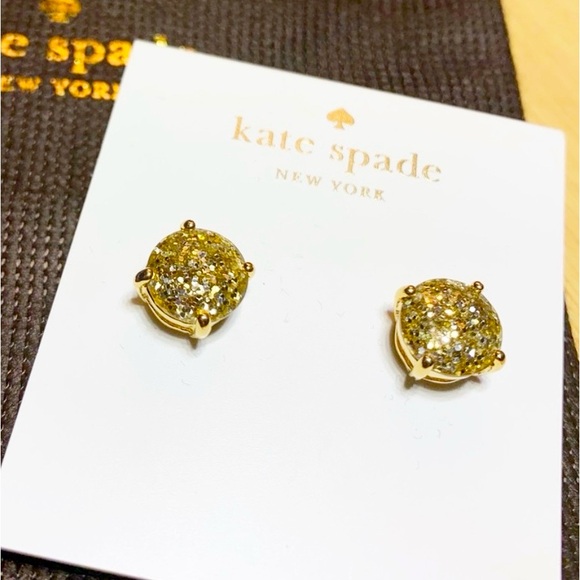 kate spade Jewelry - Kate Spade New York Women’s Round Stud Earrings Gold Glitter NWT